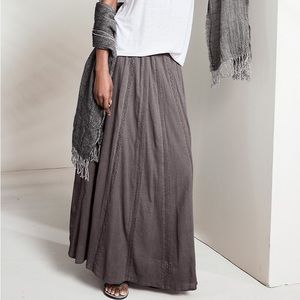 Garnet Hill Lace-Inset Maxi Skirt in Dark Ashwood